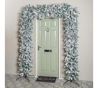 8ft (2.30m) Samuel Alexander Single Door Snow Flocked Christmas Tree Flat Top Arch with 2000 Tips