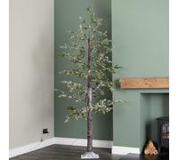 8ft (2.40m) Tall Light up Christmas Snow Tree with 412 Warm White LEDs