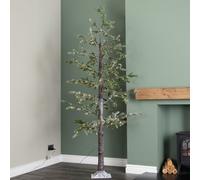 8ft (2.40m) Tall Light up Christmas Snow Tree with 412 Warm White LEDs