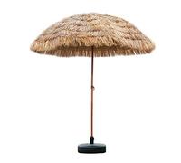 8ft/2.4m Round Outdoor Patio Hawaiian Hula Umbrellas with Base, Garden Parasol Tiltable Pool Deck Beach Thatched Umbrella