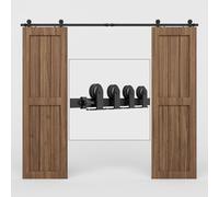 8FT/243cm Sliding Barn Wood Door Closet Hardware Track Kit Track System Unit for Double Door