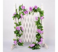 8Ft 45 Flowers Artificial Flower Vine Rose Fake Hanging Garland Wedding Decor Uk Rose Flowers-Purple