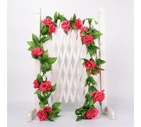 8Ft 45 Flowers Artificial Flower Vine Rose Fake Hanging Garland Wedding Decor Uk Rose Flowers-Rose Red