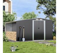 8ft*8ft Black Garden Metal Storage Shed with Log Storage