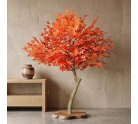 8FT Artificial Autumn Maple Tree,Red Orange Foliage,Tall Large Decor Tree