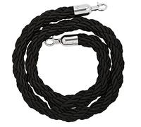 8ft Black Control Rope with Silver Hook - Durable Twisted Hemp Queue Management Rope for Crowd Control and Stanchion Use, Ideal for Events and Outdoor Gatherings