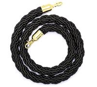 8ft Black Queue Support Rope - Twisted Stanchion Rope with Polished Hooks for Crowd Control, Events, Cinema, Hotel, Grand Openings, Red Carpet, VIP Functions