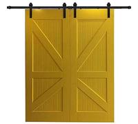 8FT Black Sliding Barn Door Hardware Kit - 243cm Track System for Double Doors Heavy Duty Easy Installation Rustic Decor for Home & Office