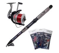 8ft Carbon Telescopic Mackerel/Predatory/Sea Spinning Fish Fishing Starter/Travel Set