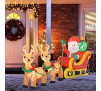 HOMCOM 8ft Christmas Inflatable Santa Claus on Sleigh, LED Lighted Decoration