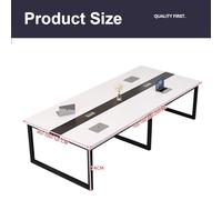 8FT Conference Table for 10 - Modern Rectangular Meeting & Training Table Stylish Boardroom Furniture Design Large Capacity 240x130x74cm