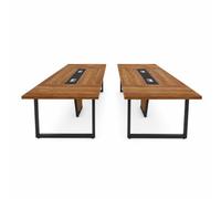 8FT Conference Table with V-S Cable Box - Walnut h, 94.5"x47.2", Seats 8-10, 1500lb Capaci, 2-Pack, Perfect for Office & Events