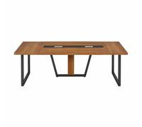 8FT Conference Table with V-S Cable Box - Walnut h, 94.5"x47.2", Seats 8-10, 1500lb Capaci, Versatile Design, Ideal for Offices & Meetings.