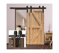 8FT Double Sliding Barn Door Kit - Heavy-Duty Steel Hardware, Easy Install, Fits Max 122cm Width, Rustic Decor for Living Room & Bedroom, Ideal Home Upgrade