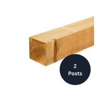 8Ft Green Treated Square Top Wooden Fence Post 2400mm X 150mm X 150mm (6" X 6") (X2 Posts)