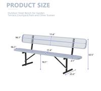 8FT Heavy-Duty Metal Outdoor Bench with Backrest - Garden Seating for Parks Patios Backyards Schools Churches & Commercial Spaces - Perfect for Relaxation & Gatherings