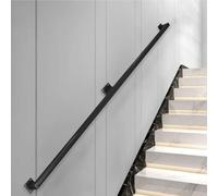 8FT Industrial Modern Square Tube il, Wall-Mounted Railing for Indoor/Outdoor Steps, 440lbs Load Capacity, Carbon Steel Non-Slip Grab Handle, 3 Sections (70cm/2.3ft)