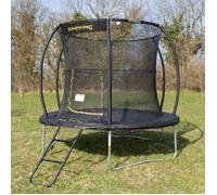 Jumpking 8ft Round Combo Deluxe Trampoline With Safety Enclosure Net and Ladder ❘ Outdoor Trampoline For Adults & Kids, Polyethylene Surround Pad & UV Protected Safety Net For Safe Bouncing
