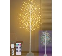8FT Lighted Birch Tree, Birch Tree with 210 LED Lights, Warm White and RGB Colors (8FT 1Pack)…