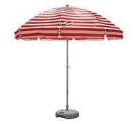 8ft Market Striped Parasol Patio with Base, Beach/Deck/Poolside Sun Shelter, Portable Large Round Outdoor Table Umbrella