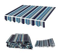 8ft Retractable Patio Awning Replacement Fabric CanopyWaterproof Outdoor Shade Shelter Striped Polyester 6.5x21ft Ideal for Sun Protection & Weather Resistance