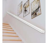 8ft Solid Wood il for Stairs, White Non-Slip Banister, Wall-Mounted Safety Rail for Elderly & Kids, Interior Support Rod for Loft & Corridor