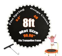 8ft Trampoline Jumping Mat Replacement, 2.44m Diameter Black PP Bounce Pad with 48 V-Buckles, 8-Row Stitch, Waterproof & UV Resistant, Fits 5.5" Springs Includes Spring Puller Tool