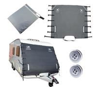 8ft Universal Caravan Front Towing Cover Waterproof Sunshade | with LED Lights & Reflective Strips, Protection for Sun/Heat/Frost/Ice/Snow