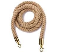 8ft Velvet Rope Barrier with Hooks - Premium Crowd Control Queue Divider, Durable Hemp Rope for Event Safety & Crowd Management