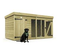 8ft x 4ft Dog Kennel & Run - Pressure Treated Tanalised Timber, 12mm Shiplap Tongue & Groove, 38x50mm Framework, 18mm Floor - 8X4DKSH