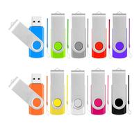 8GB Memory Stick 10 Pack USB Stick, USB 2.0 Flash Drive USB Flash Drives USB Memory Stick with LED Light, Multicolor Pen Drive Thumb Drive with Keychain for School Project File Backup Computer Use