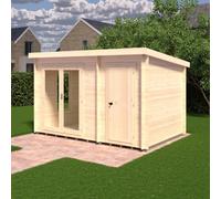 8Gx12 Shire Elm Log Cabin with Side Shed in 19mm Logs