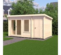 8Gx14 Shire Elm Log Cabin with Side Shed in 19mm Logs