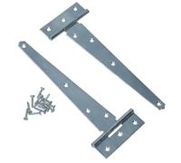 8in / 204mm Heavy Duty T Tee Hinges for Shed + Garden Gates Zinc Plated 2pc