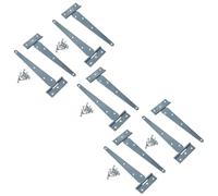 8in / 204mm Heavy Duty T Tee Hinges for Shed + Garden Gates Zinc Plated 8pc