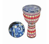8in African Hand Drum Colourful Art Patterns ABS Resin Body | Lightweight for all ages, no tuning needed, anti-skid base, traditional fabric decoration