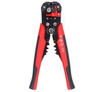 8in Automatic Crimper Plier, Wire Stripper and Cutter Tool, Adjustable Stripping Length with Zinc Alloy Head and Ergonomic TPR Handle for Home Factory Use (Red)