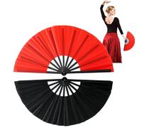 8in Boots on The Ground Fan,Folding Hand Fan,Line Dance Popping Fan,Handheld Folding Fan with Red&Black Sides,Paper Fan for Dancing,Decorative Handheld Fan,Foldable Craft for Men Women Concert Party