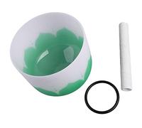 8in Crystal Singing Bowl, Quartz Frosted Bowl for Heart Chakras, Healing Mediation Sound Ideal for Yoga Buddhism (Green F Note