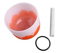 8in Crystal Singing Bowl, Quartz Frosted Bowl for Heart Chakras, Healing Mediation Sound Ideal for Yoga Buddhism (Orange D Note
