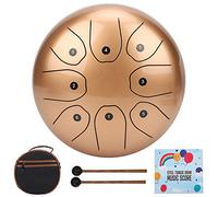 8In Mmbat Steel Tongue Drum C Key Ethereal Sanskrit Handpan With Worry Tone Premium Steel Ti Alloy Construction With Bright Textured Surface For Music Therapy Yoga Meditation (Gold)