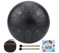 8In Mmbat Steel Tongue Drum C Key Ethereal Sanskrit Handpan With Worry Tone Premium Steel Ti Alloy Construction With Bright Textured Surface For Music Therapy Yoga Meditation (Black)