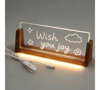 8in Wooden LED Light Display Base Blank USB Powered Stand For Shop Cabinet Decor Lamp With Acrylic Sheet, Sign For Couples Birthday Christmas Gift(Walnut,203 * 80mm)