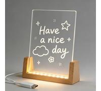 8in Wooden LED Light Display Base Blank USB Powered Stand For Shop Cabinet Decor Lamp With Acrylic Sheet, Sign For Couples Birthday Christmas Gift(Wood,153 * 200mm)
