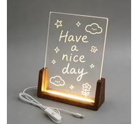 8in Wooden LED Light Display Base Blank USB Powered Stand For Shop Cabinet Decor Lamp With Acrylic Sheet, Sign For Couples Birthday Christmas Gift(Walnut,153 * 200mm)