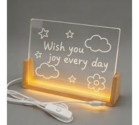 8in Wooden LED Light Display Base Blank USB Powered Stand For Shop Cabinet Decor Lamp With Acrylic Sheet, Sign For Couples Birthday Christmas Gift(Wood,203 * 150mm)