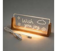 8in Wooden LED Light Display Base Blank USB Powered Stand For Shop Cabinet Decor Lamp With Acrylic Sheet, Sign For Couples Birthday Christmas Gift(Wood,203 * 80mm)