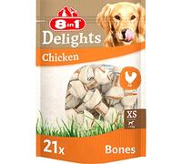 8in1 Delights Chicken Chew Bones XS, healthy chew snack for toy dogs, 21 pieces