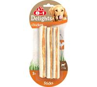 8in1 Delights Chicken Chew Sticks, healthy chew snack for dogs, 3 pieces