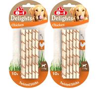 8in1 Delights Chicken Twisted Sticks, healthy chew snack for dogs, 10